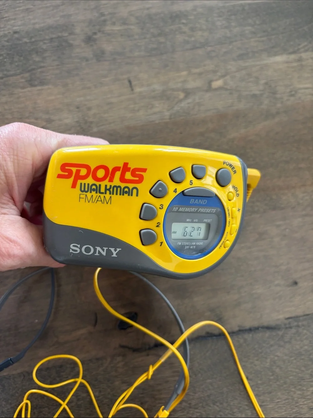 Sony Yellow and Gray Sports Walkman FM/AM with Yellow Wired Headphones